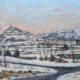 Vista de biar nevado. Pintura al óleo y acrílico