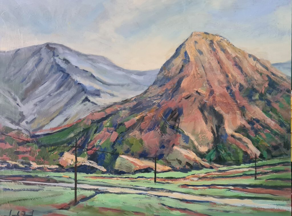 Vista del camino de Santiago pintura de paisaje